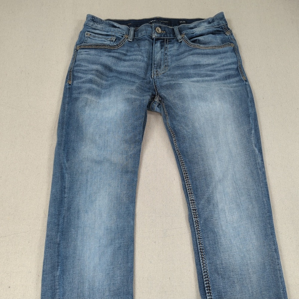 Bke Jeans Mens 34x34 Blue Jake Straight Faded Stretch Casual Preppy - Picture 2 of 15